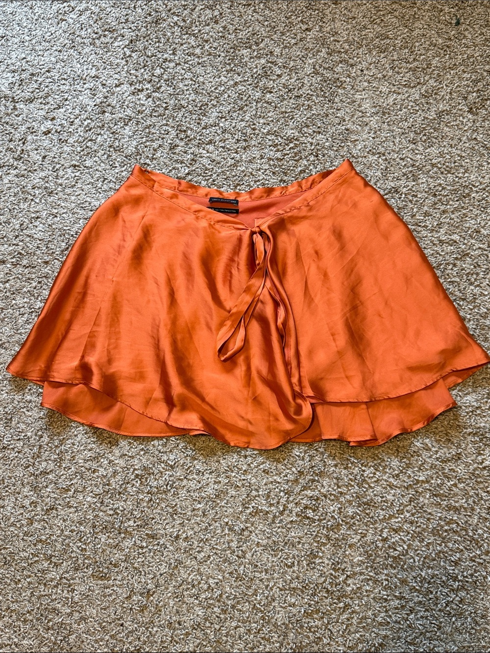 Urban Outfitters Orange Going Out Sexy Satin Wrap Mini Skirt